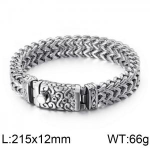 Vintage patterned dragon bone chain punk style men's stainless steel buckle bracelet - KB113828-BD