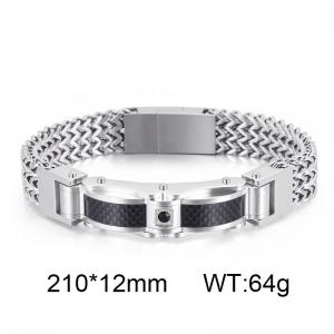 Fashion Creative Chain New Stainless Steel Men's Diamond Inlaid Carbon Fiber Magnetic Buckle Bracelet - KB116156-KHY