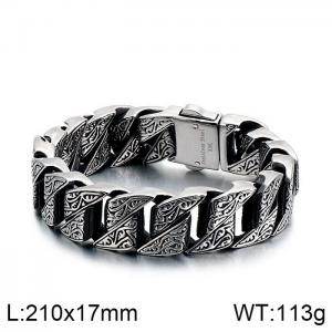 Exaggerated personality retro pattern stainless steel cast men's bracelet - KB123641-BDJX