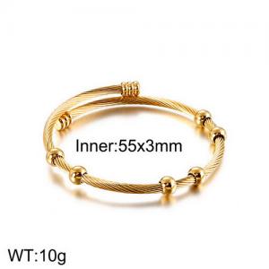 Minimalist small round bead titanium steel opening Weiya thread gold Bangle - KB129476-Z