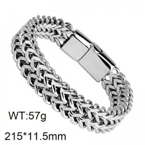 Stainless Steel Simple and personalized woven double row front and back keel flat buckle Bracelet(Men) - KB138300-KFC