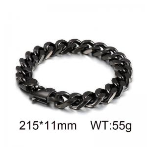 Trendy men's four sided polished stainless steel Cuban chain black bracelet - KB139243-Z