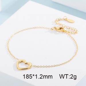 Sweet and simple hollow out heart-shaped collarbone chain stainless steel bracelet Gold-plating Bracelet - KB144503-KLX