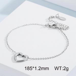 Sweet and simple hollow out heart-shaped collarbone chain stainless steel bracelet - KB144504-KLX