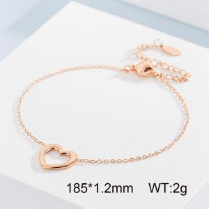 Sweet and simple hollow out heart-shaped collarbone chain stainless steel bracelet Rose Gold-plating Bracelet - KB144505-KLX