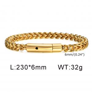 Stainless steel round ground reversible chain men's bracelet Gold-plating Bracelet - KB147493-KFC