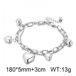 Stainless steel hollow heart-shaped multi-layer women's bracelet beads O-shaped chain - KB149620-KLX