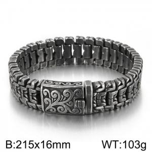 Mighty Tree of Life Pattern Men's Stainless Steel Buckle Oxidized Bracelet - KB151160-KJX