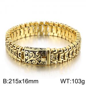 Mighty Tree of Life Pattern Men's Stainless Steel Buckle Bracelet Gold-plating Bracelet - KB151161-KJX