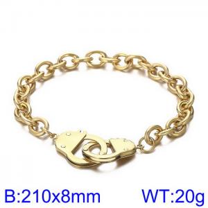 Stainless steel 210x8mm welding chain double sickle clasp simple style fashional gold bracelet - KB168988-Z