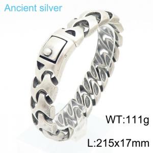 Stainless Steel Antique Bracelet Thick Rugged Chain Link Bracelet - KB170055-KJX