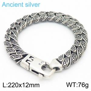 Punk Link Chain Bracelet Men Stainless Steel Mysterious Symbol Charm Pulseira Masculina Heavy Chunky Armband Jewelry Ancient Silver Color - KB170282-KJX