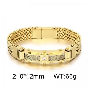 European and American fashion creative personality thick chain with diamond inlaid men's gold bracelet - KB170413-KFC