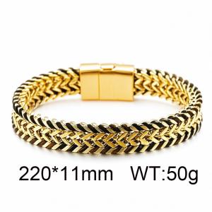 European and American minimalist personalized woven double row front and back keel flat buckle titanium steel men's bracelet - KB171231-KJX