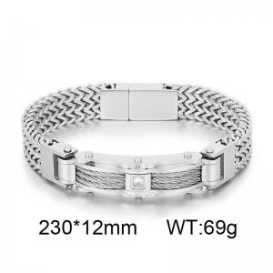 230mm Men Vintage Stainless Steel Herringbone Chain Bracelet - KB184756-KFC