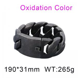 190x31mm Retro Domineering Boil Black Cuban Chain Stainless Steel Jewelry Male Bracelets - KB185260-KJX