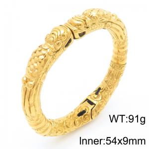 Punk style retro personality stainless steel creative dragon teng pattern charm gold bangle - KB187162-KJX