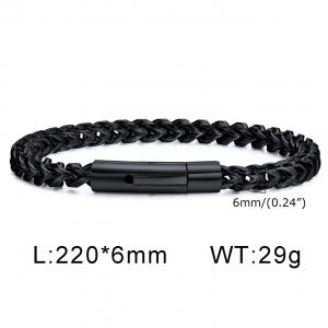 Fashionable and personalized stainless steel 220 × 6mm round edged keel chain spring buckle temperament black bracelet - KB187681-KFC