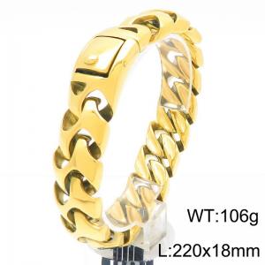 Punk Men's Thick Bracelet Charm Cuban Chain Square Buckle Stainless Steel Chain Party Jewelry Gold Color - KB188234-KJX