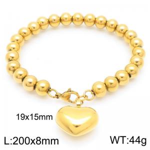 Stainless steel bead peach heart bracelet - KB188398-Z