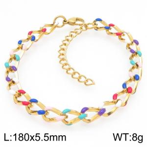 Stainless steel 180 × 5.5mm creative dopamine colored oil drop adhesive Cuban chain lobster buckle jewelry temperament gold bracelet - KB190830-Z