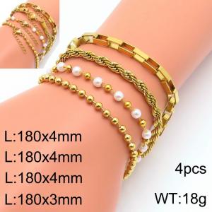 Personalized diy Fried Dough Twists square pearl stainless steel bracelet - KB203723-Z