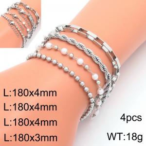 Personalized diy Fried Dough Twists square pearl stainless steel bracelet - KB203724-Z