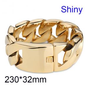 Gold personalized glossy cast men's titanium steel thick bracelet - KB27590-D