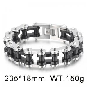 Exaggerated Rock Thick Hip Hop Bicycle Chain Men's Motorcycle Steel and Black Bracelet - KB42924-D