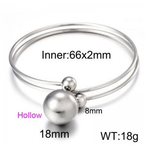 Double circle adjustable steel ball hollow ball women's Bangle - KB55844-Z