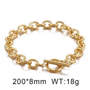 Simple cross chain, stainless steel OT clasp, O-shaped chain Gold-plating Bracelet - KB62311-Z