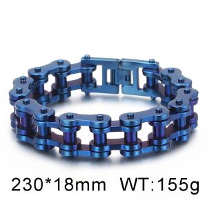 Exaggerated Rock Thick Hip Hop Bicycle Chain Men's Motorcycle Blue Bracelet - KB66608-BD