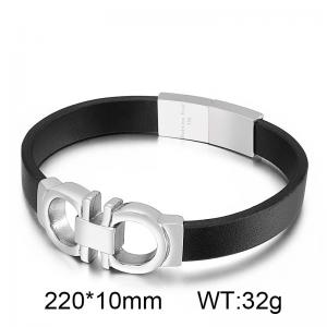Hip hop domineering men's titanium minimalist leather fashion bracelet - KB76935-BD