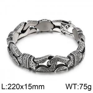 Double Epoxidized Lobster Punk Chain Clasp Men's Pattern Bracelet - KB82294-BD