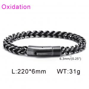 Stainless steel round ground reversible chain men's oxidized bracelet - KB95694-BD