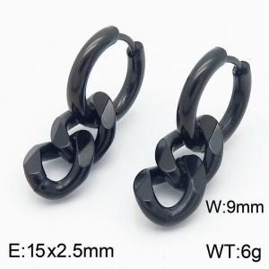 Men's and women's Cuban chain stainless steel earrings - KE113578-ZZ