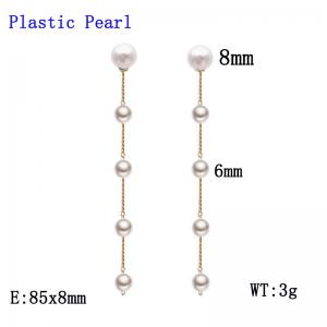 Stainless steel imitation pearl long chain earrings - KE116794-Z