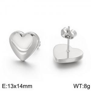 Love shaped peach heart stainless steel curved earrings - KE56152-Z