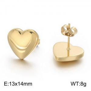 SS Gold-Plating Love shaped peach heart stainless steel curved earrings - KE57391-Z