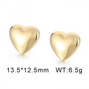 SS Gold-Plating Love shaped peach heart stainless steel curved earrings - KE58942-Z