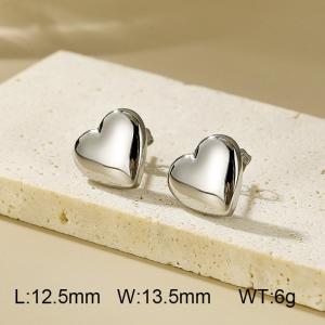 Love shaped peach heart stainless steel curved earrings - KE58943-Z