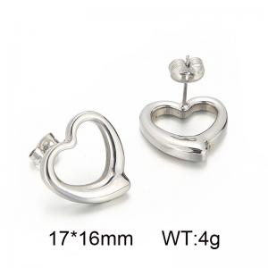 Sweet and lovely heart-shaped hollow stainless steel earrings - KE96569-Z