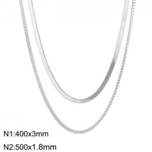 Stainless steel double layer necklace - KN232354-Z