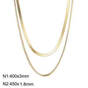 Stainless steel double layer necklace - KN232357-Z