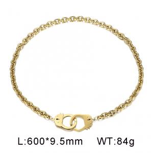 600mm Gold-Plated Stainless Steel Links Necklace with Original Handcuffs Clasp - KN236323-Z