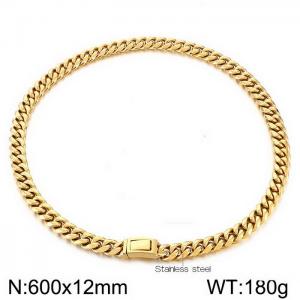 Niche Men's Vintage 12mm Stainless Steel Cuban Chain Necklace - KN237980-KJX