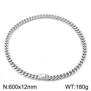 Niche Men's Vintage 12mm Stainless Steel Cuban Chain Necklace - KN237981-KJX