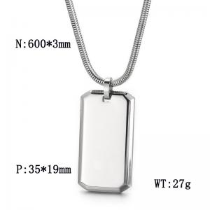 Custom Trendy 18k Gold Stainless Steel Long Bar Pendant Sweater Chain Necklace Black PVD Plated Custom Dog Tags Necklace For Men - KN287861-KFC