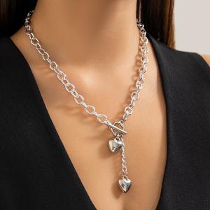 Stainless steel heart-shaped OT buckle necklace - KN288259-Z