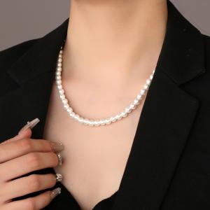 Stainless steel shell bead necklace - KN288916-Z